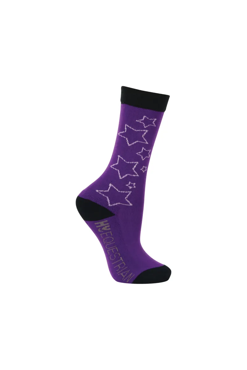 Hy Equestrian Stella Children's Socks - 3 Pack - Purple/Lilac/Black-1